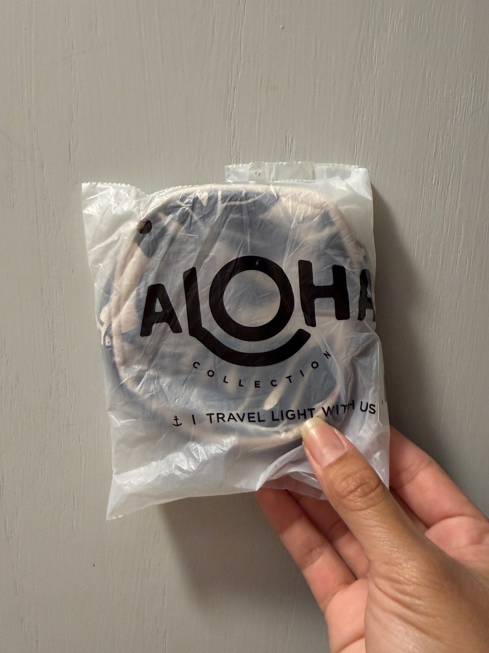 ALOHA Collection Compact Pouch in White and Black Logo